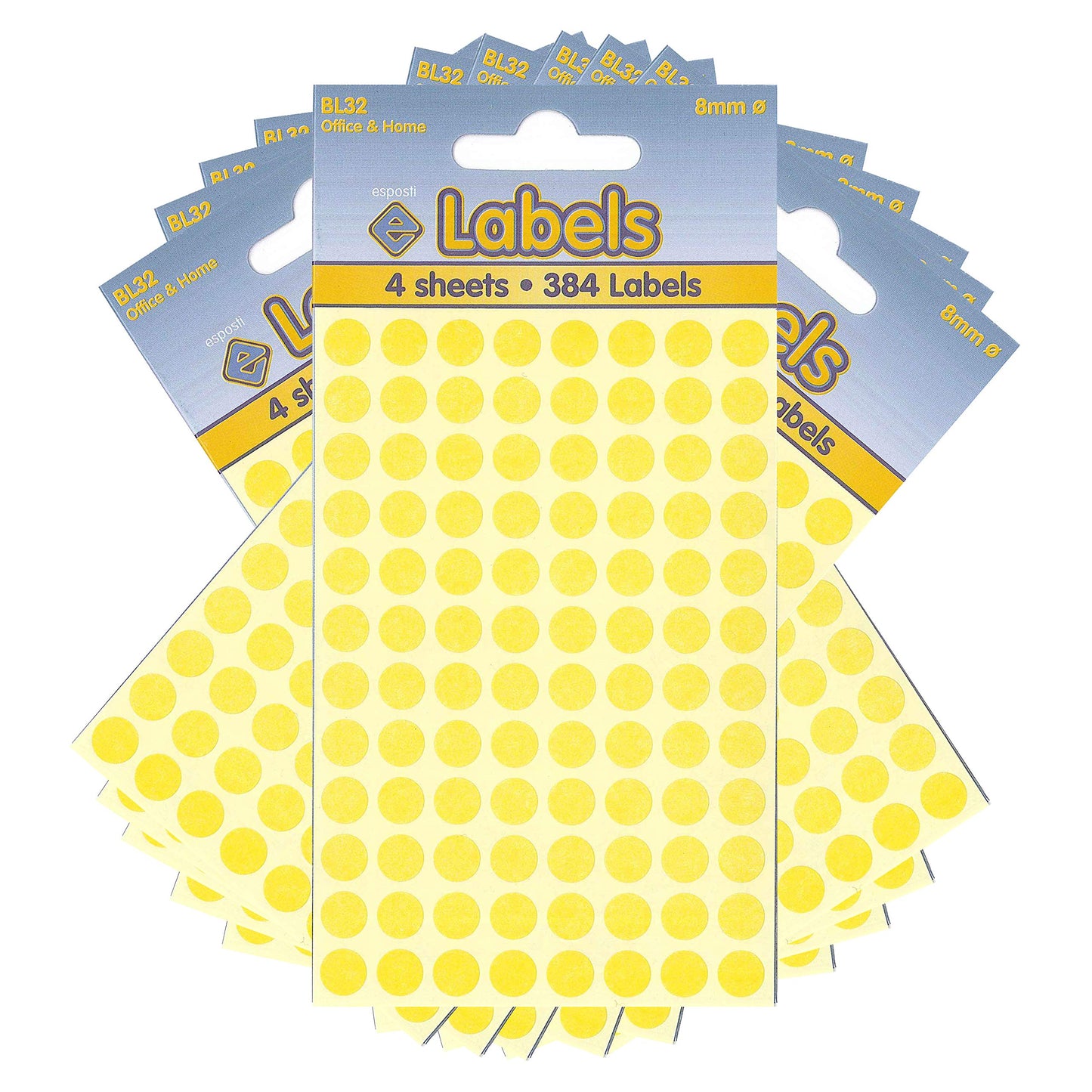 Adesivi a pois gialli da 8 mm - BL32