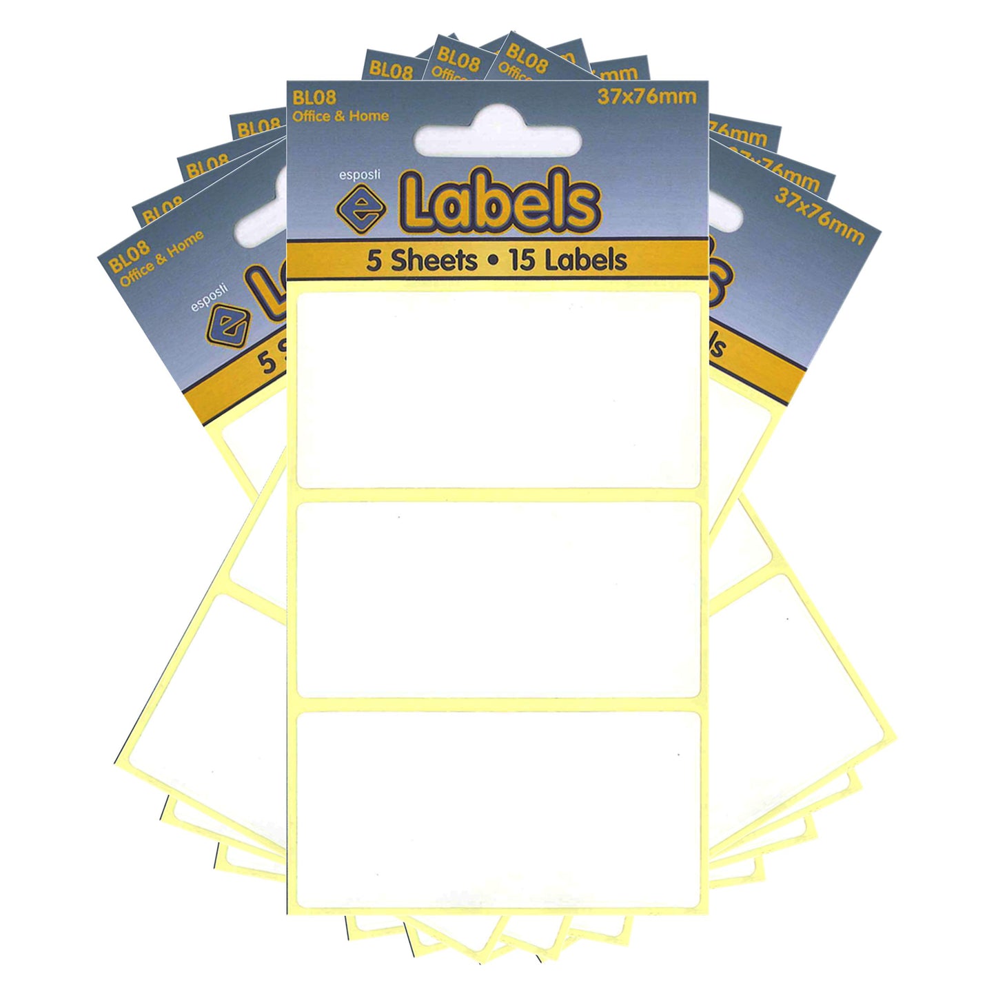Esposti All Purpose Multi Use Sticky Labels - Self Adhesive - White - 37x76mm - 10 Packs Containing 150 Stickers