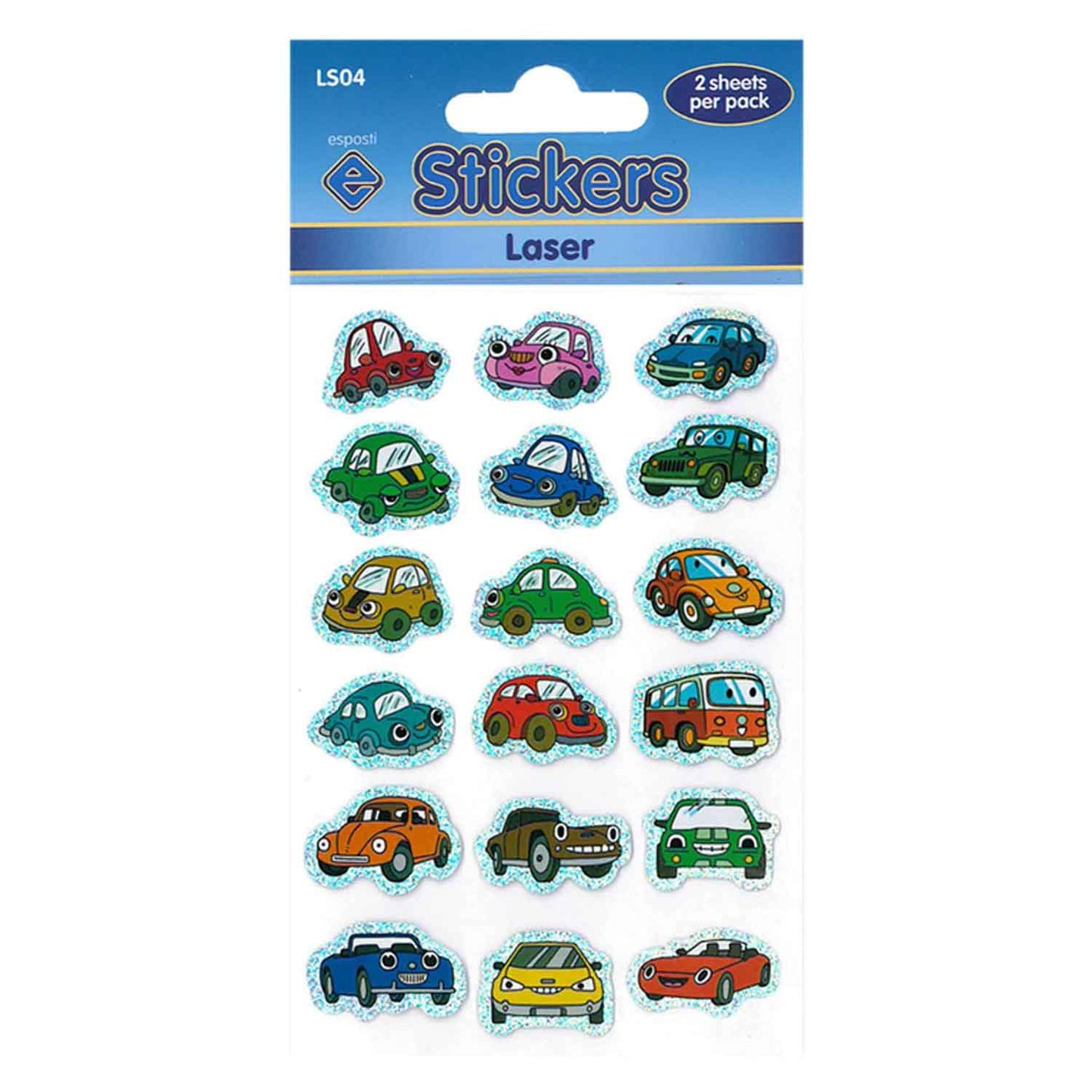 Esposti Laser Comic Cars Stickers - LS04 - Pack of 10