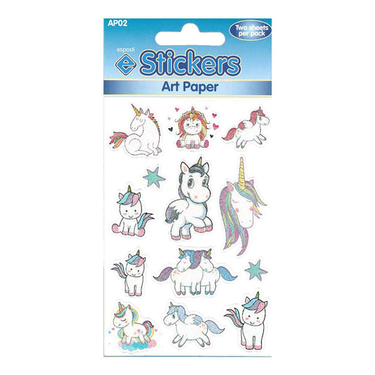 Glitter Paper Unicorns Stickers - AP02