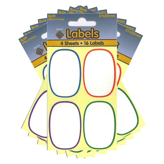 White Label 37 X 55mm Oval Stickers - BL09