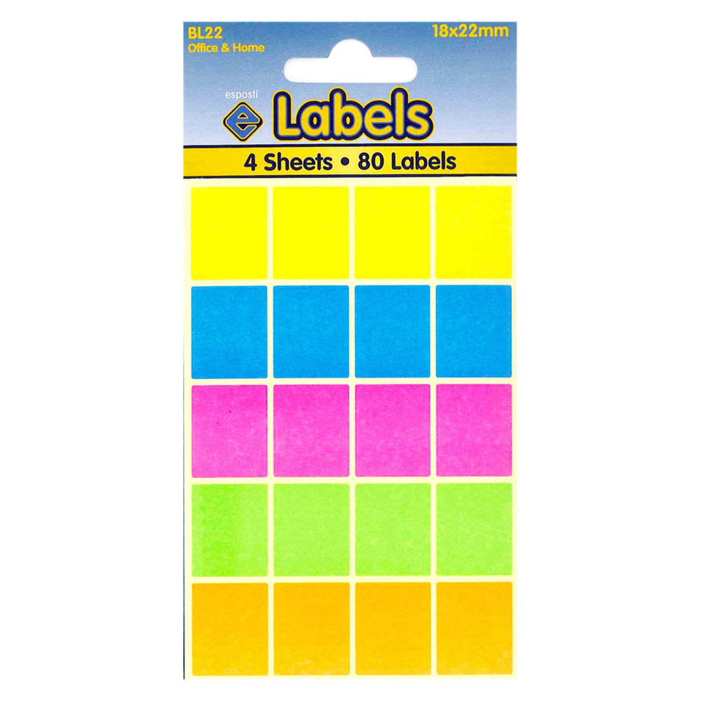 Coloured Labels 18 X 22mm Stickers - BL22