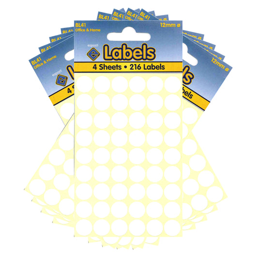 White Dots 12mm Stickers - BL41