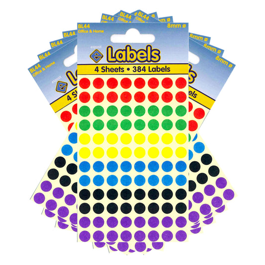 Assorted Coloured Dots 8mm Stickers - BL44