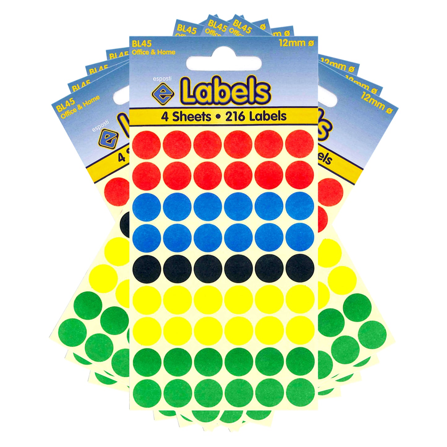 Assorted Coloured Dots 12mm Stickers - BL45