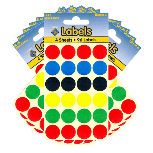 Assorted Coloured Dots 18mm Stickers - BL46