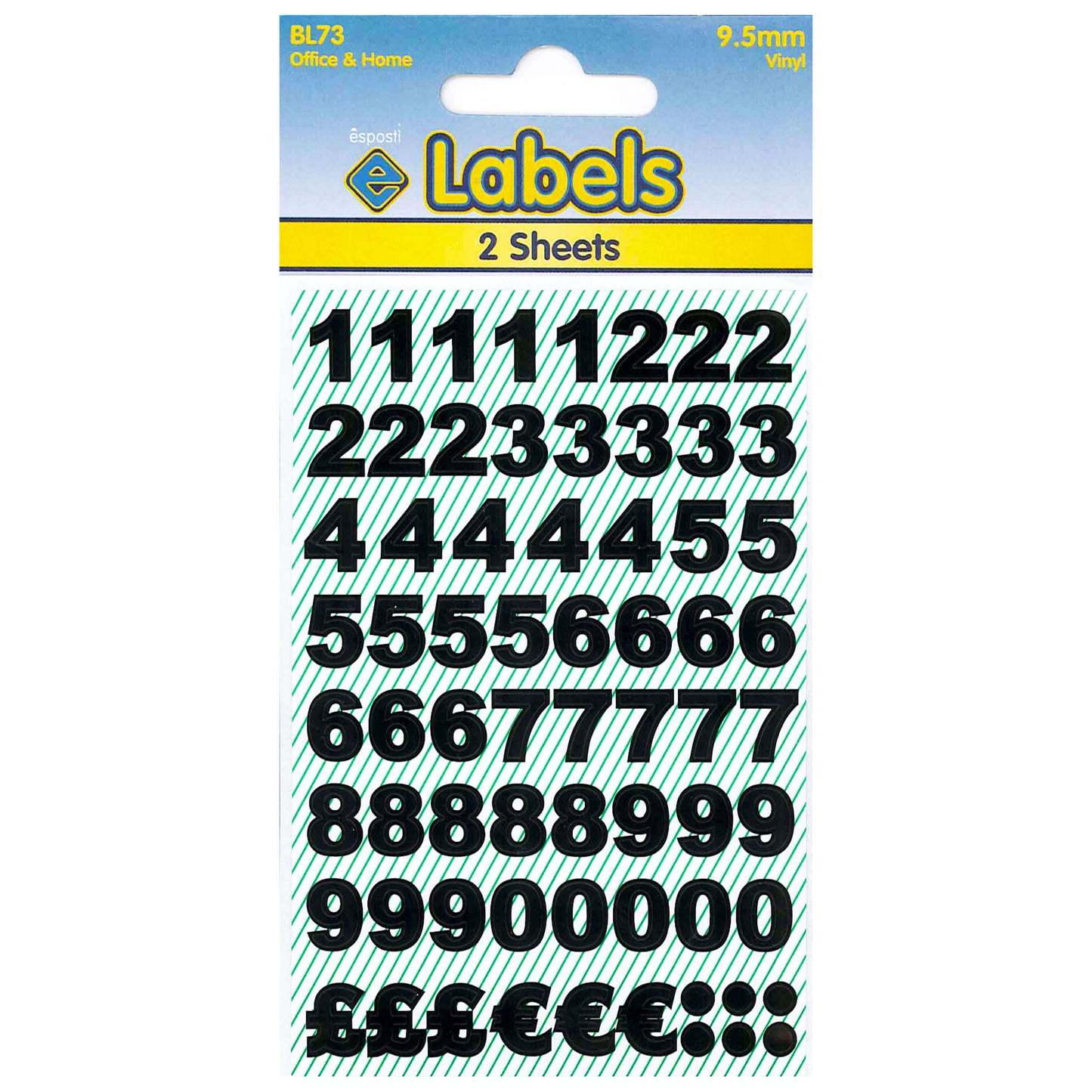 Small Black Numbers 9.5mm Stickers - BL73