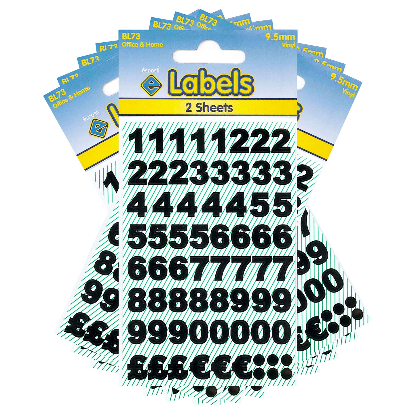 Small Black Numbers 9.5mm Stickers - BL73