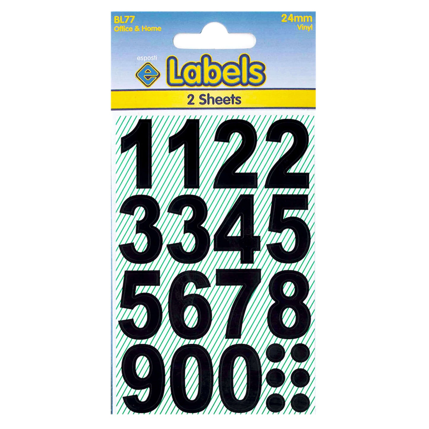 Large Black Numbers 24mm Stickers - BL77