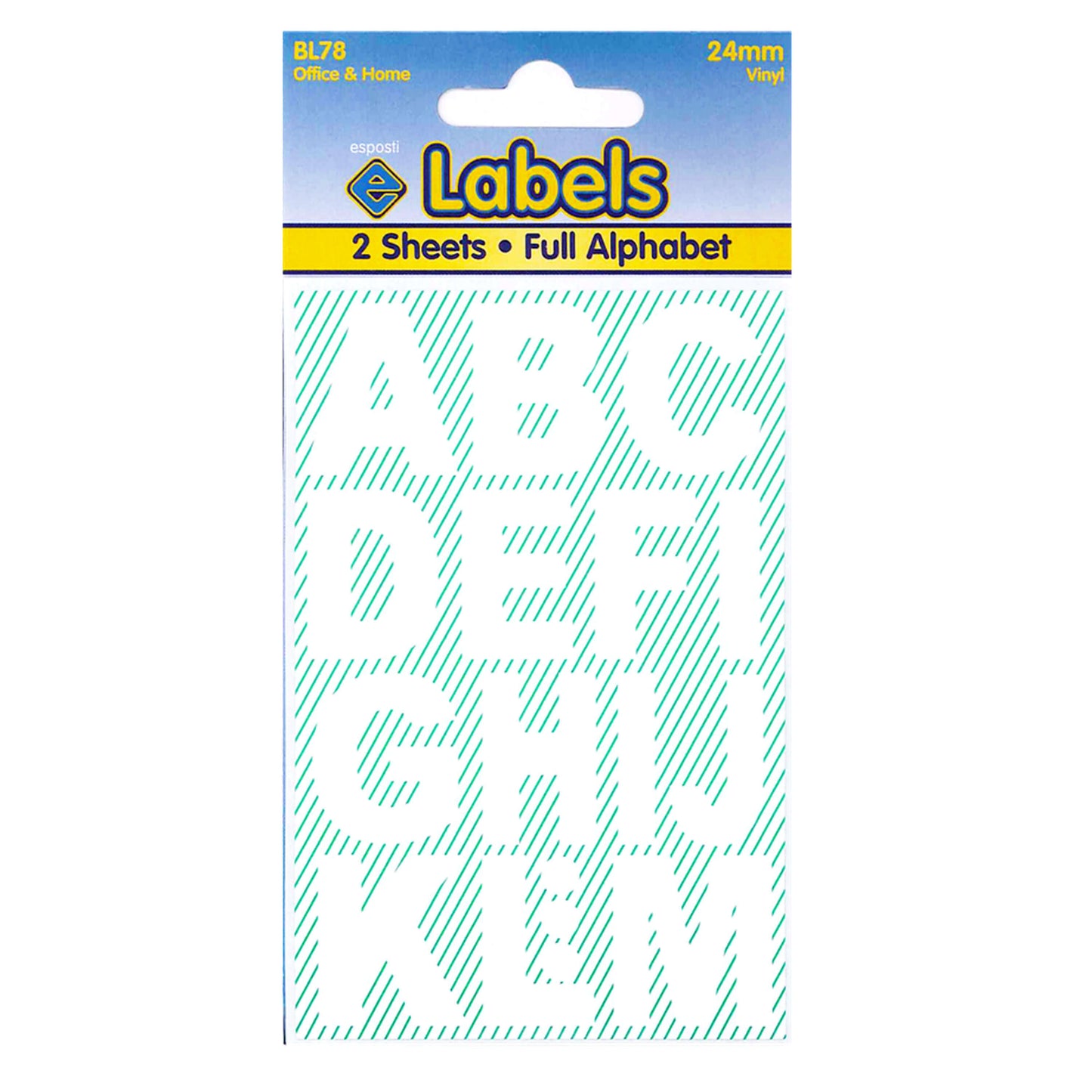 Large White Letters 24mm Stickers - BL78