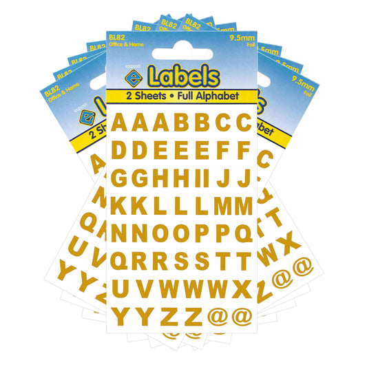 Foil Gold Letters  9.5mm Stickers - BL82