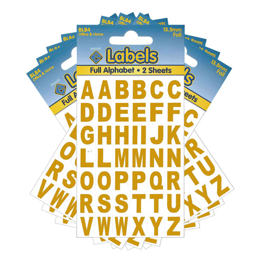 Foil Gold Letters 13.5mm Stickers - BL84