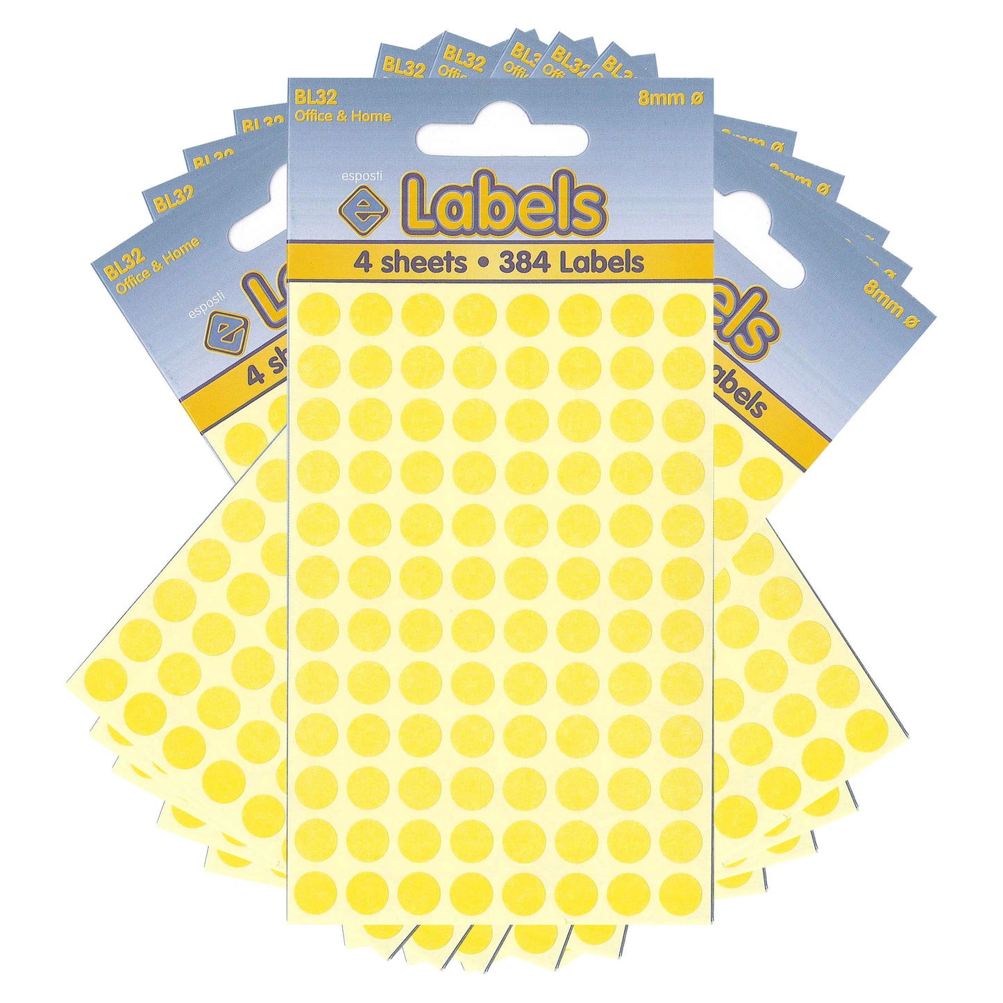 Adesivi a pois gialli da 8 mm - BL32
