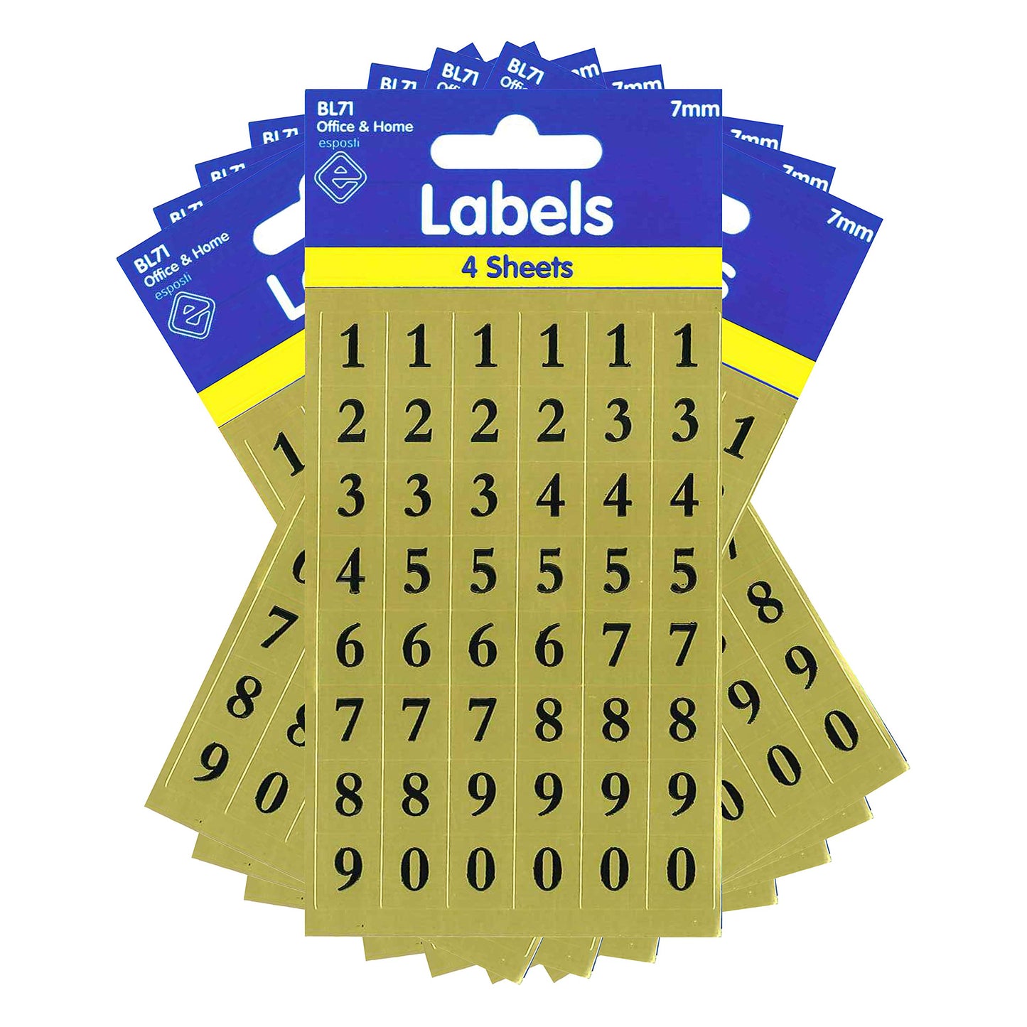 Esposti Multi Purpose Numbers Stickers - Self Adhesive - Black Vinyl - 9.5mm - 10 Packs Containing 1280 Sticky Letters