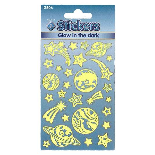 Esposti Glow in Dark Planets & Stars Stickers - GS06 - Pack of 10