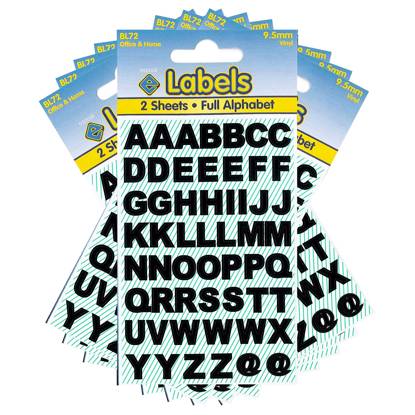 Kleine Buchstaben, schwarze 9,5 mm Aufkleber – BL72