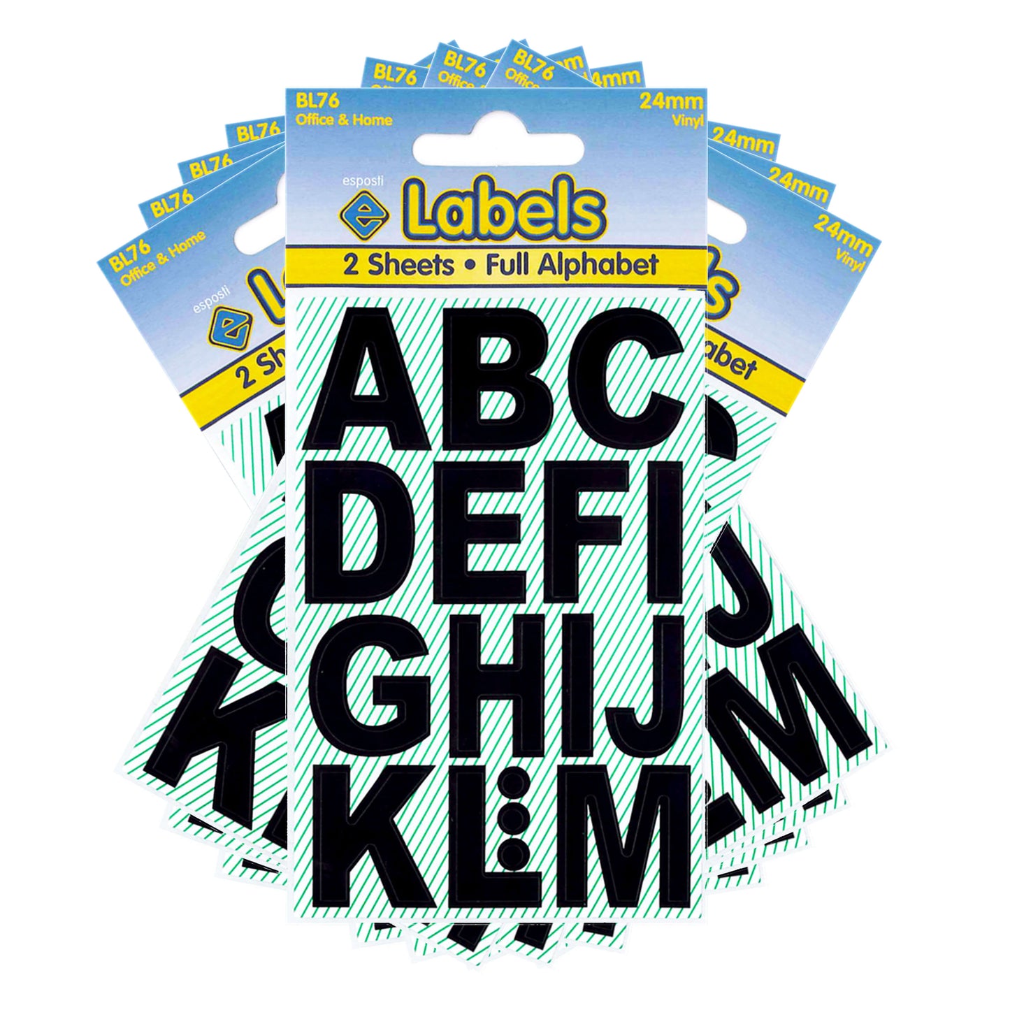 Große Buchstaben, schwarze 24 mm Aufkleber – BL76