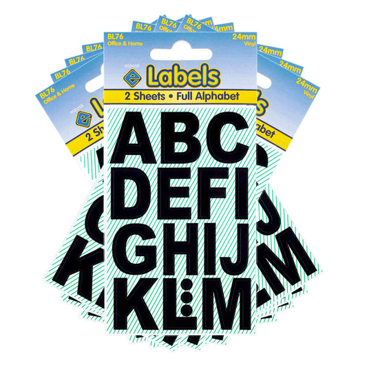 Große Buchstaben, schwarze 24 mm Aufkleber – BL76