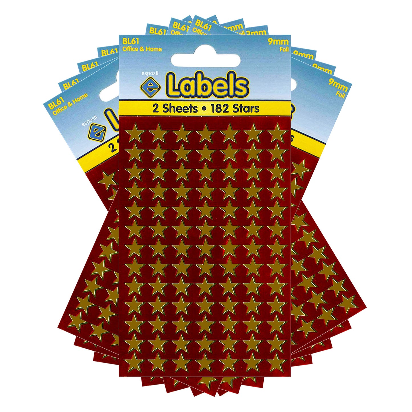 Esposti 9mm Stars Stickers - Self Adhesive - Gold Foil - 10 Packs Containing 1820 Labels