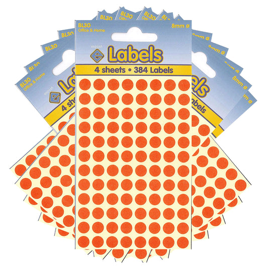 Adesivi a puntini rossi 8mm - BL30