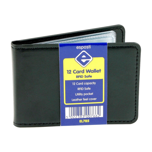 RFID-Protected Black PU Faux Leather Wallet for 12 Cards - EL785 1