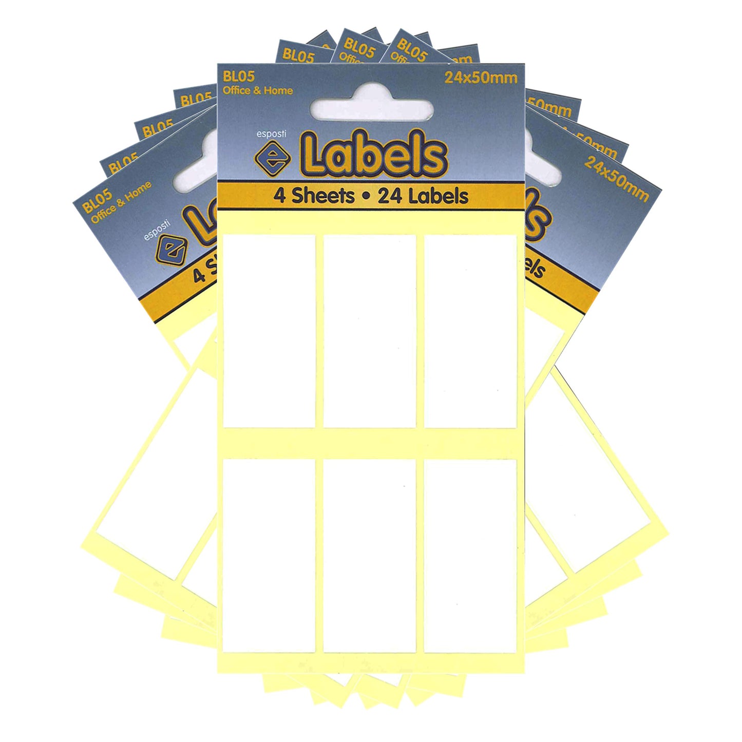 Esposti All Purpose Multi Use Sticky Labels - Self Adhesive - White - 24x50mm - 10 Packs Containing 240 Stickers