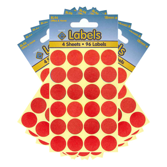 Red Dot Stickers - 18mm - BL43 1