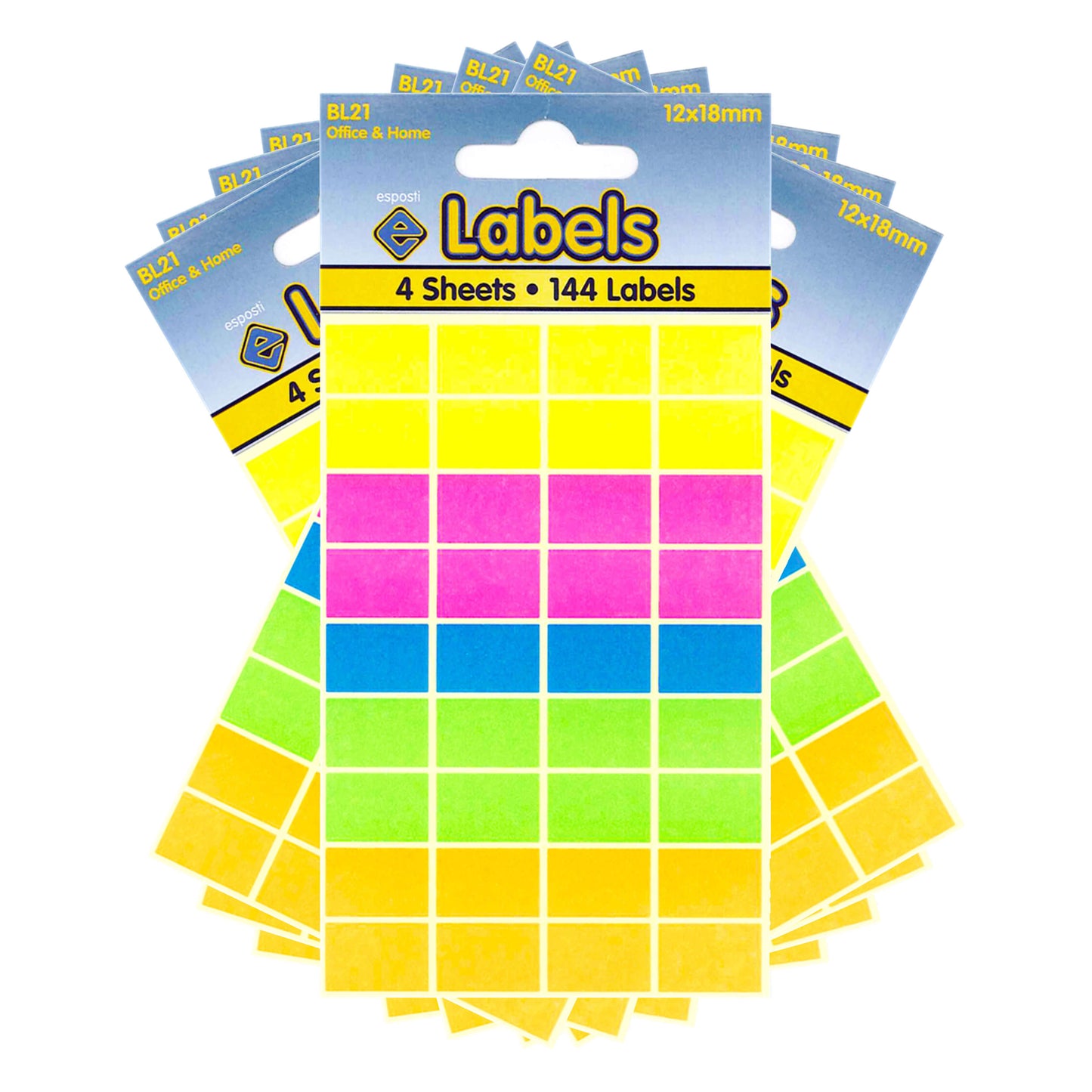 Coloured Labels 12 X 18mm Stickers - BL21