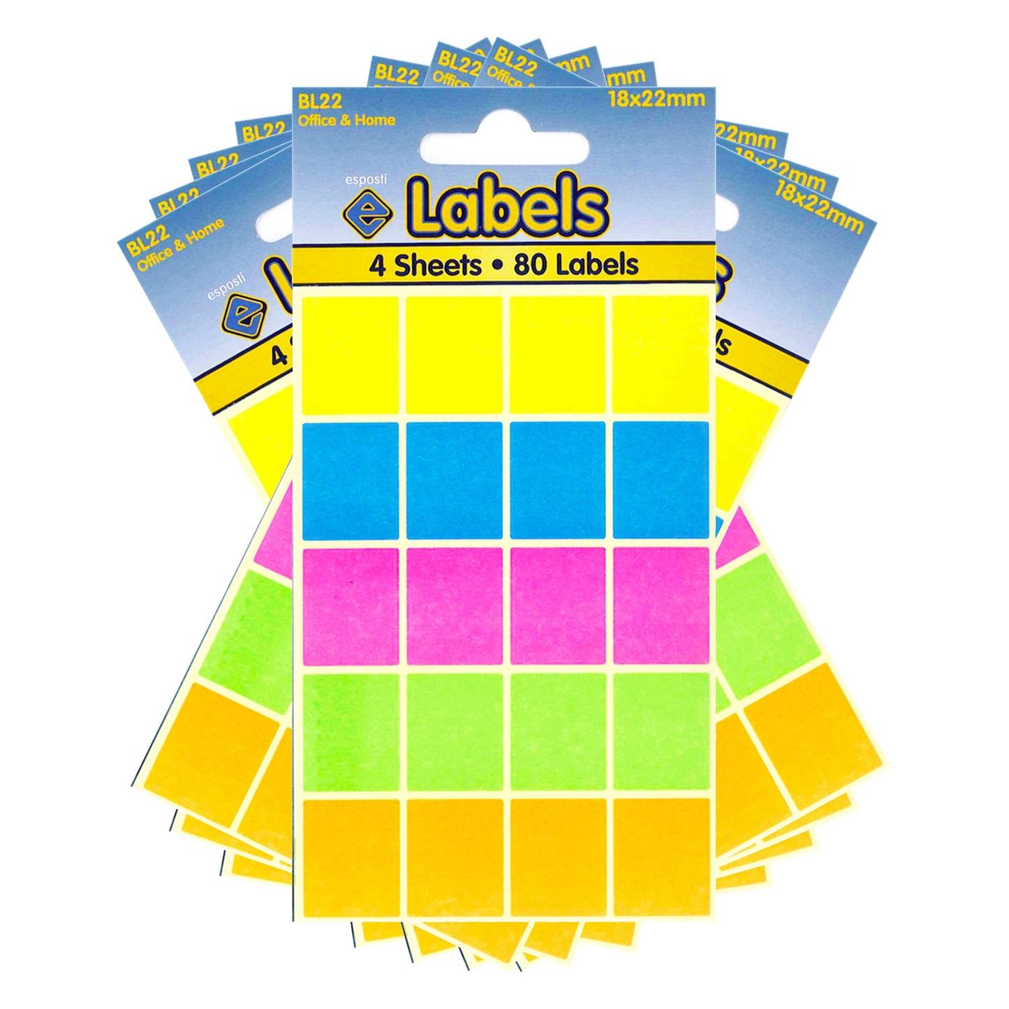 Coloured Labels 18 X 22mm Stickers - BL22