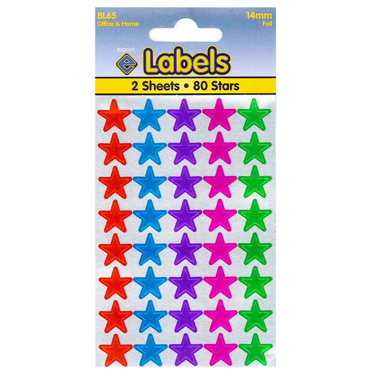 Foil Assorted Stars 14mm Stickers - BL65