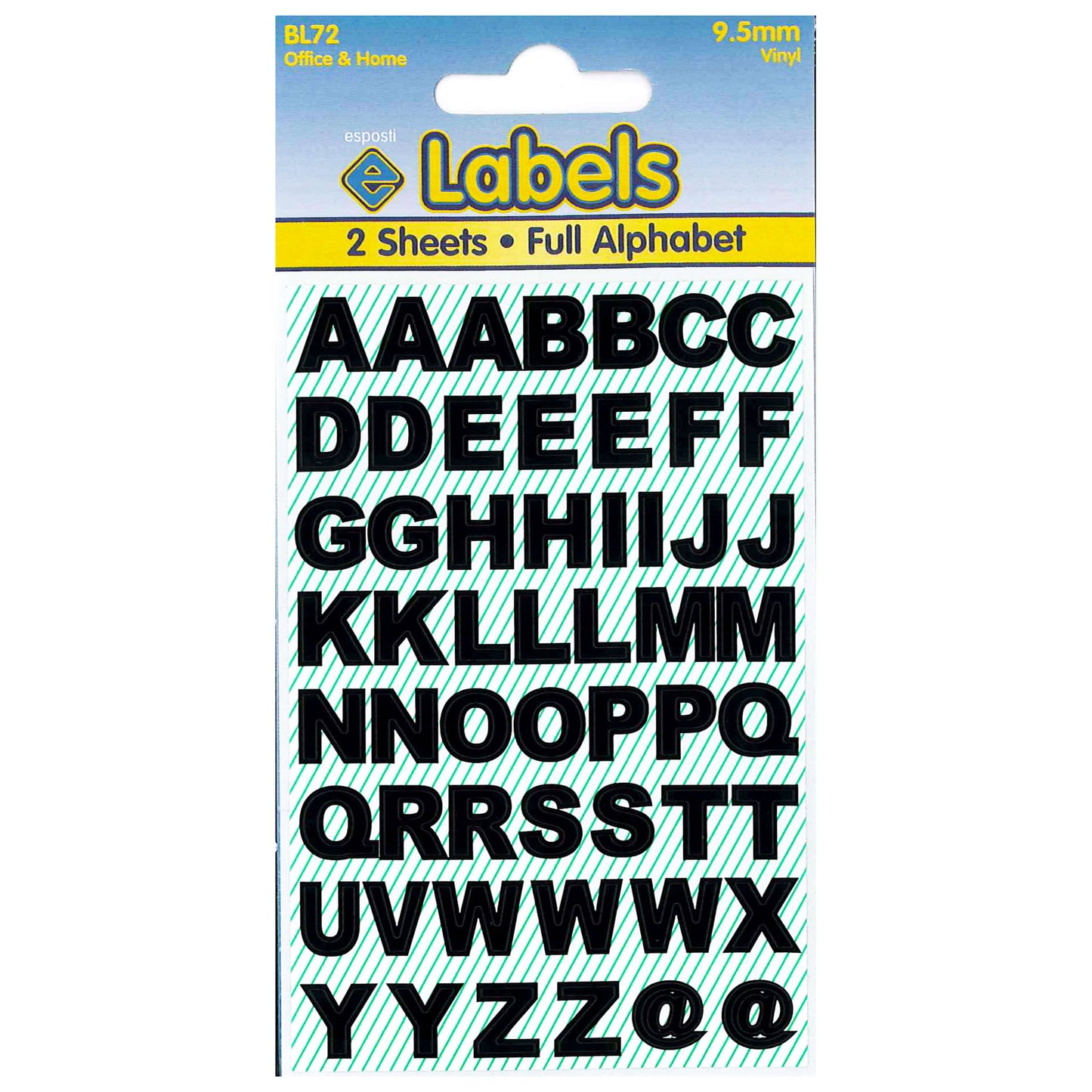 Small Letters Black 9.5mm Stickers - BL72