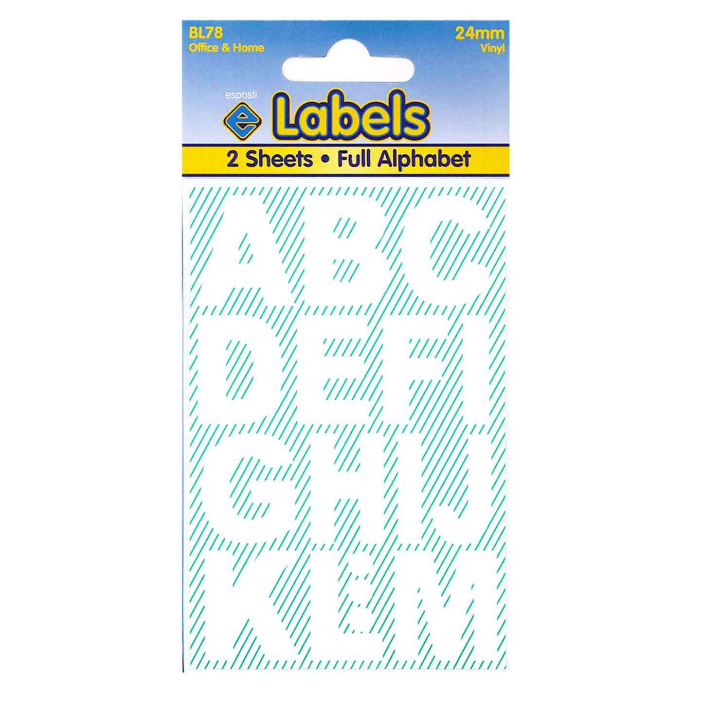 Adesivi grandi lettere bianche 24mm - BL78