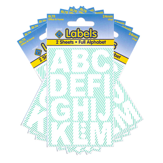 Adesivi grandi lettere bianche 24mm - BL78