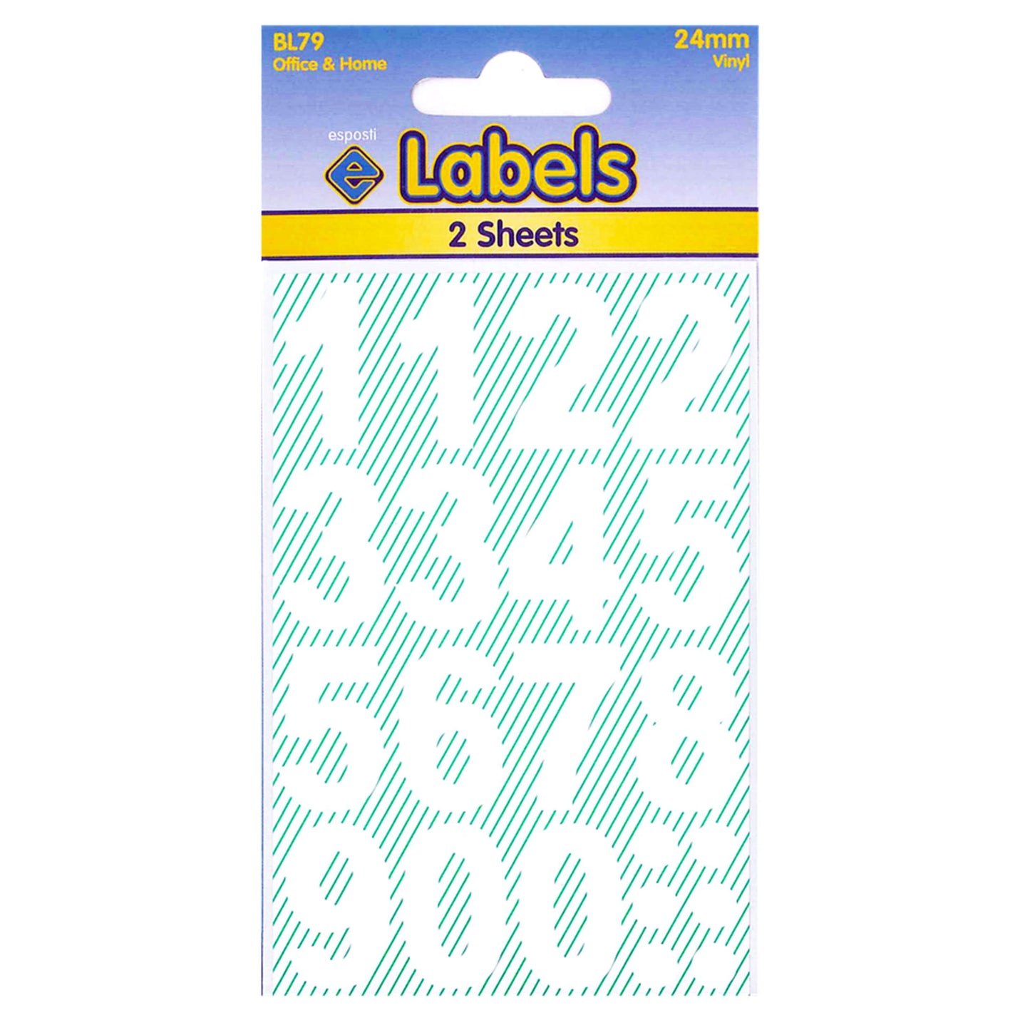 Large White Numbers 24mm Stickers - BL79