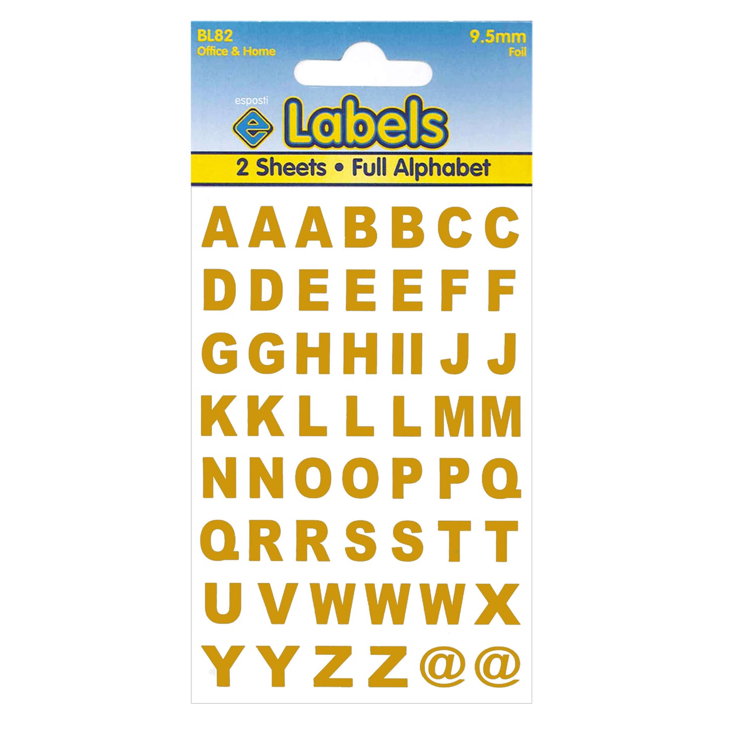 Adesivi con lettere in lamina d'oro da 9,5 mm - BL82
