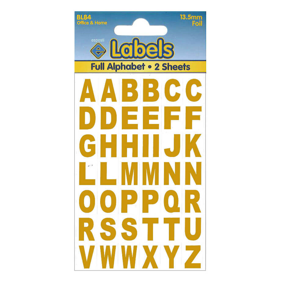 Adesivi con lettere in lamina d'oro da 13,5 mm - BL84