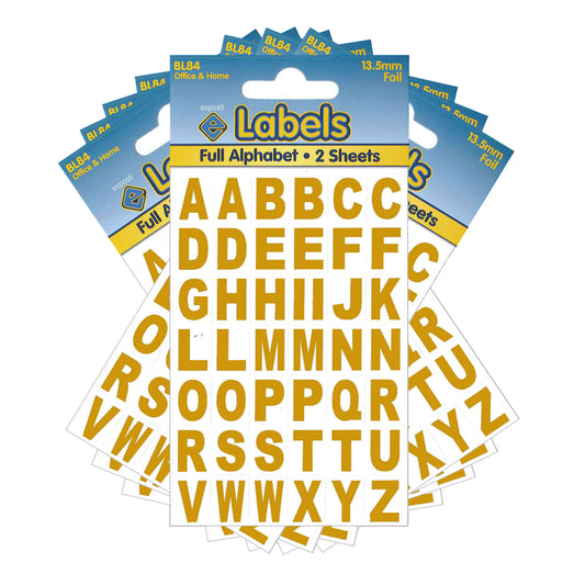 Adesivi con lettere in lamina d'oro da 13,5 mm - BL84