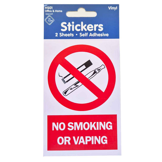 No Smoking or Vaping Stickers x 2pcs - HS01