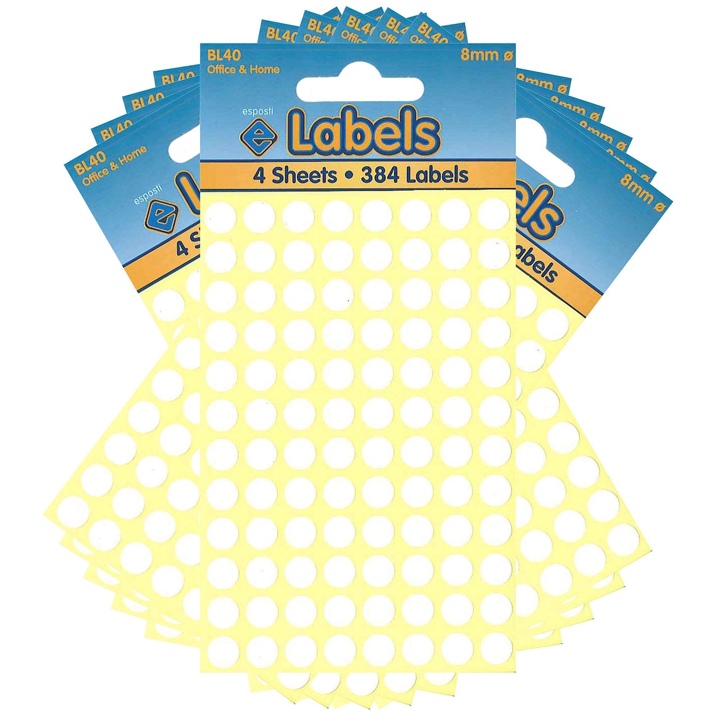 Esposti 8mm Small Colour Coding Dot Stickers - Self Adhesive - White - 10 Packs Containing 3840 Labels