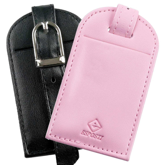 Esposti Luggage Bag Tags - Pack of 6 - Black & Pink