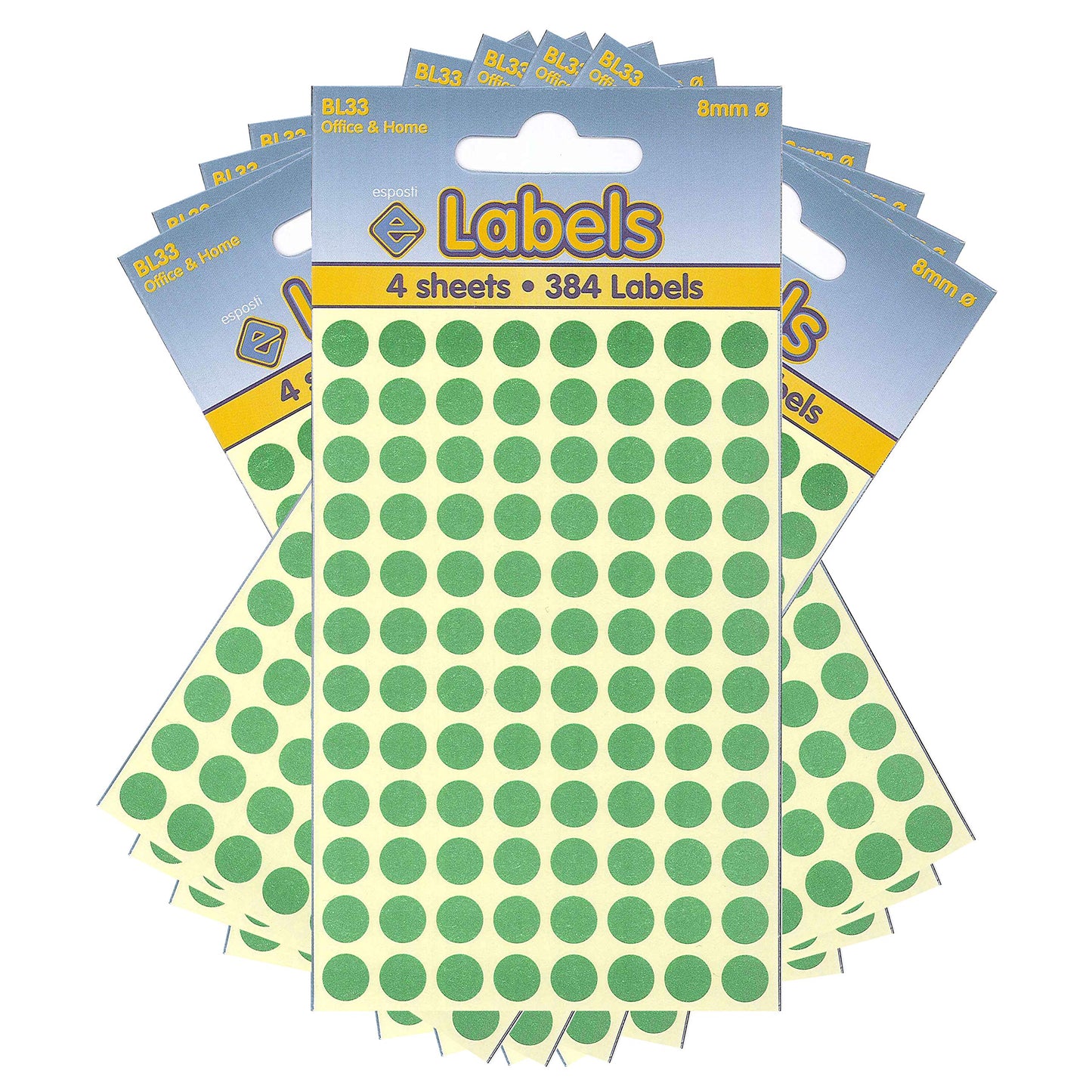 Esposti 8mm Small Colour Coding Dot Stickers - Self Adhesive - Green - 10 Packs Containing 3840 Labels